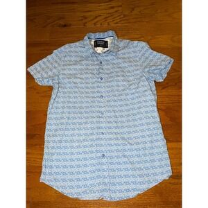 Monument Blue Geometric Button Down Shirt Size Small‎